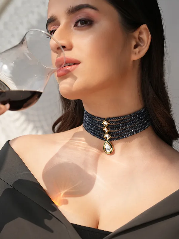 Navy_Blue_Beaded_Choker_with_Kundan_Centerpiece