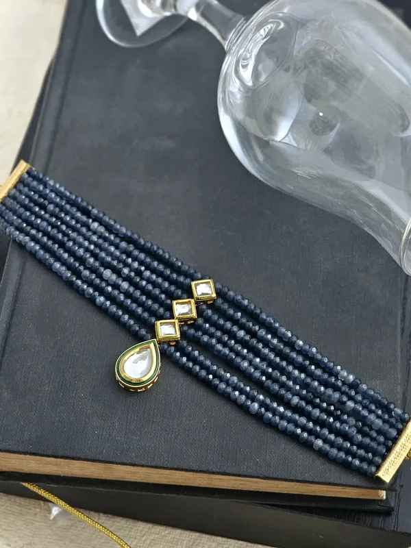 Navy_Blue_Beaded_Choker_with_Kundan_Centerpiece