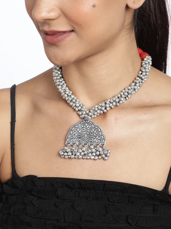 Silver-Plated__Red_Ghunghuru_Tribal_Necklace