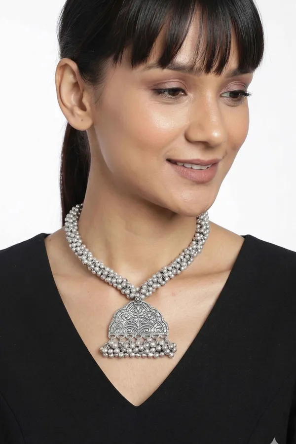 Silver-Plated__Red_Ghunghuru_Tribal_Necklace
