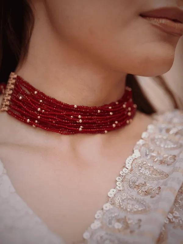 Maroon_Beaded_Choker