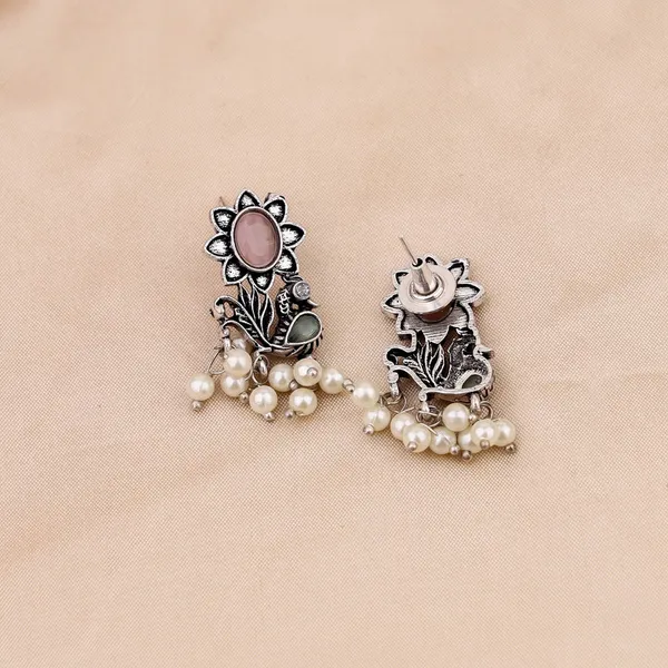 Oxidised_Silver_Necklace_Set_with_Pink_Stones_and_Pearl_Accents