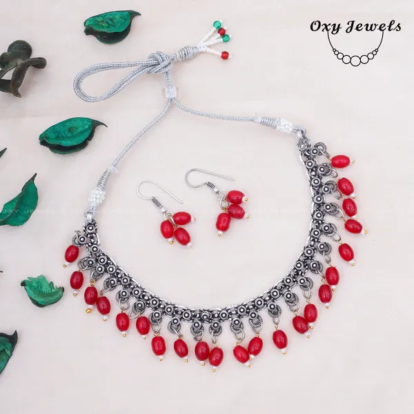 Oxidised_ruby_Colour_Pearl_Necklace