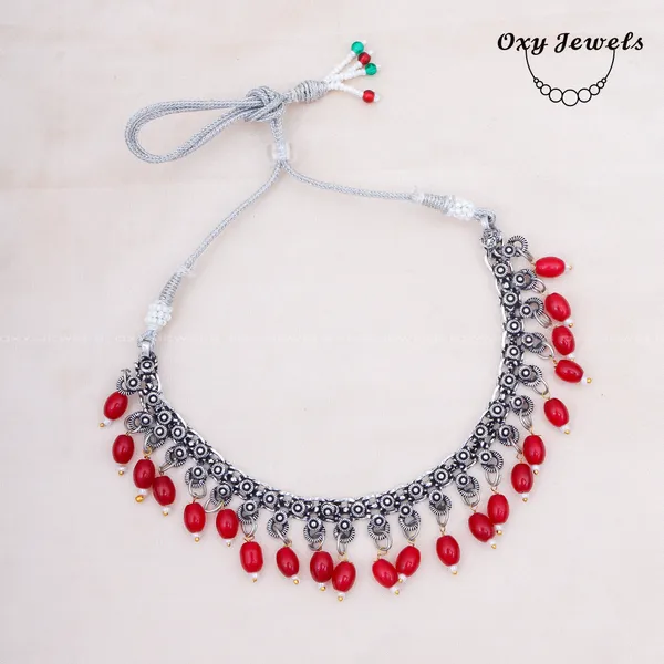 Oxidised_ruby_Colour_Pearl_Necklace