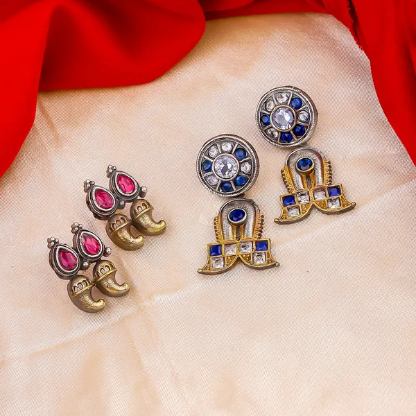 Dual_Pair_Oxidized_Earrings_–_Multi-Color_Traditional_Set