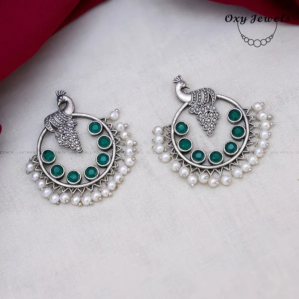 Oxy_Jewels_Silver_Peacock_Design_Green_Stone_and_Pearl_Earrings