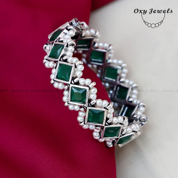Elegant_Green_Gemstone_and_Pearl_Silver_Bracelet_-_Oxy_Jewels