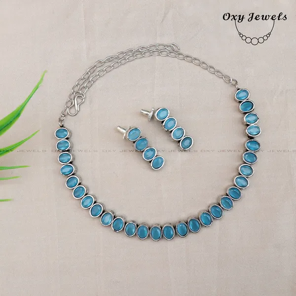 Elegant_Blue_Stone_Oxidised_Necklace_and_Earring_Set
