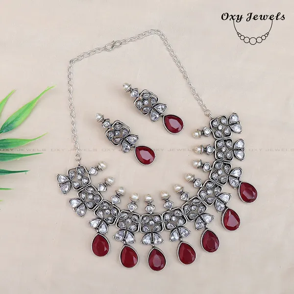Elegant_Oxidised_Silver_Necklace_Set_with_Red_and_White_Stones