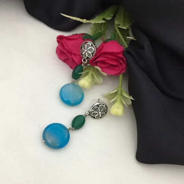 Long_Chain_Oxidised_Necklace_Set_-_Blue,_Pink,_Green_Ovals_&_Teardrops