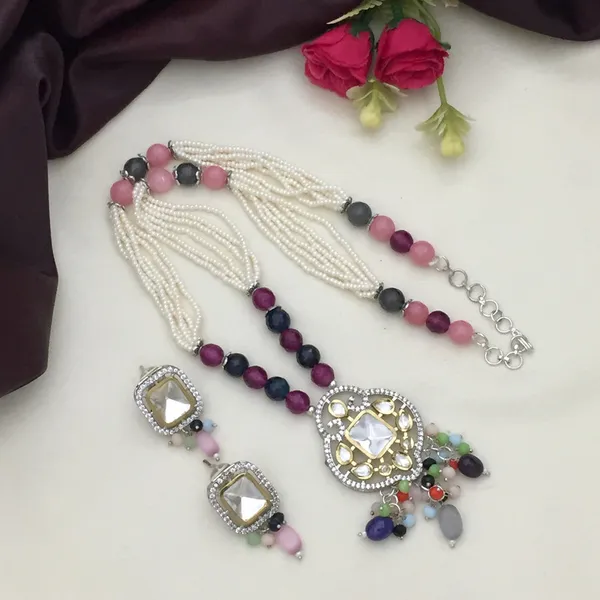 Elegant_Oxidised_Necklace_Set_with_Multicolor_Beads_and_Geometric_Pendant