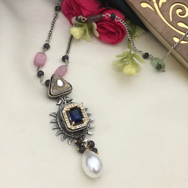 Oxidized_Long_Chain_Necklace_Set_-_Multicolor_Beads_&_Geometric_Shapes
