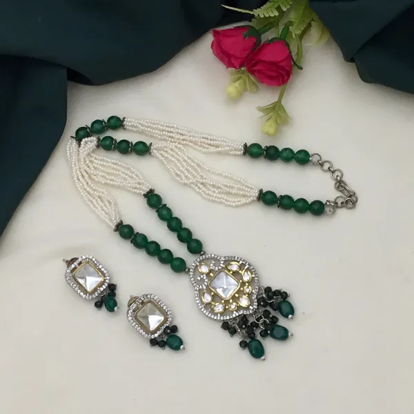 Oxidised_Green_and_White_Beaded_Necklace_Set_with_Square_and_Teardrop_Accents