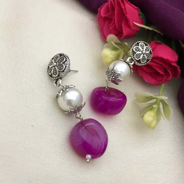 Purple_&_Silver_Long_Chain_Necklace_Set_with_Pearls_and_Beads
