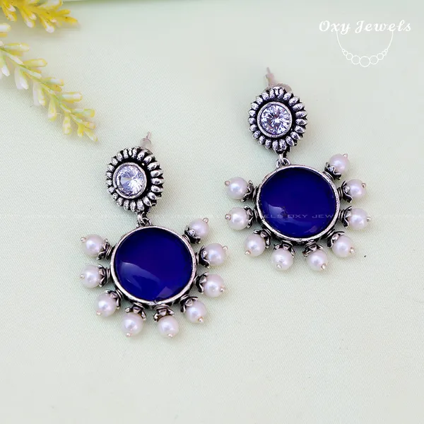 Elegant_Blue_Stone_and_Pearl_Drop_Earrings_by_Oxy_Jewels