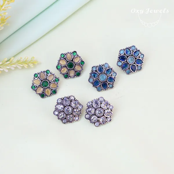 Combo_of_3_-_Hexagonal_Floral_Stud_Earrings_Set