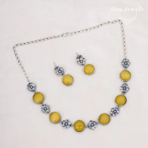 Oxidised_Silver_Necklace_Set_with_Yellow_Stones_and_Floral_Accents