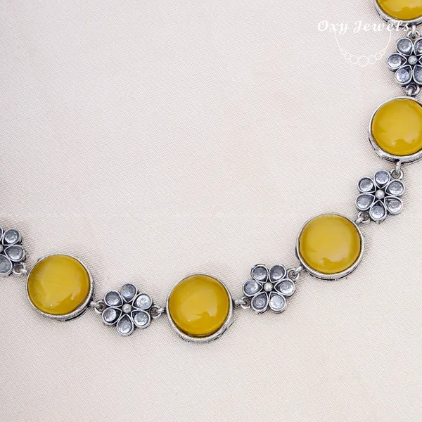 Oxidised_Silver_Necklace_Set_with_Yellow_Stones_and_Floral_Accents