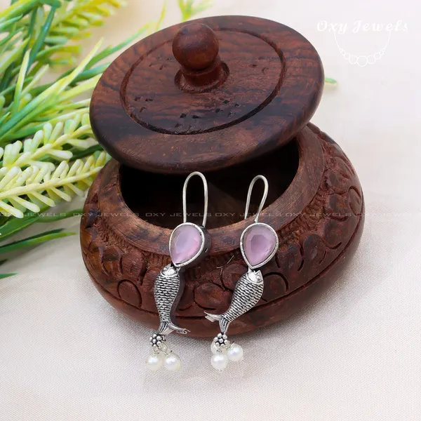 Pack_of_2_-_Oxidised_Silver_Earrings_with_Aqua_Blue_and_Pink_Stones,_Pearl_Accents