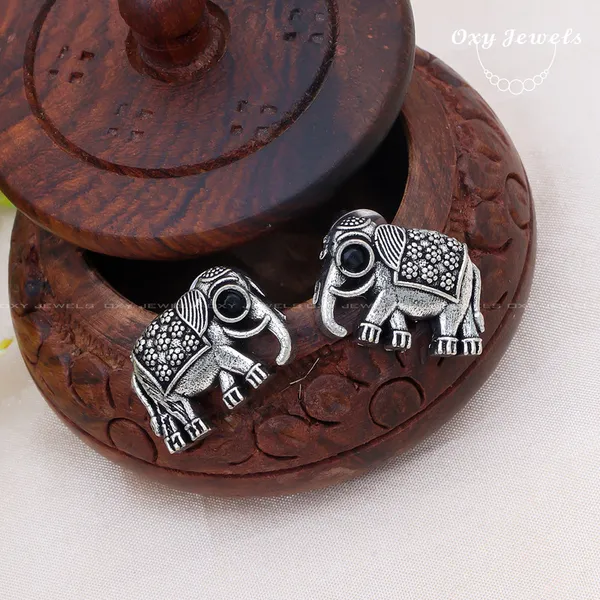 Pack_of_2_-_Oxidised_Silver_Elephant_and_Bird_Earrings_with_Ruby_Red_Stones_and_Pearls
