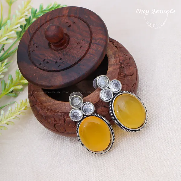Oxidised_Silver_Earrings_with_Yellow_and_White_Stones