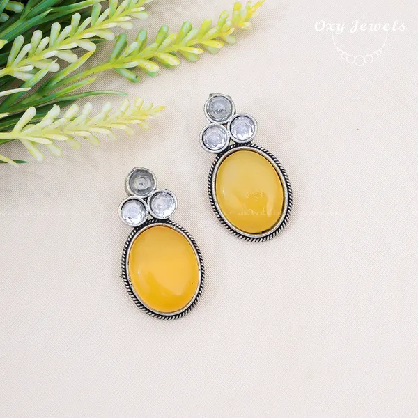 Oxidised_Silver_Earrings_with_Yellow_and_White_Stones