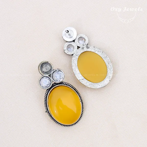 Oxidised_Silver_Earrings_with_Yellow_and_White_Stones