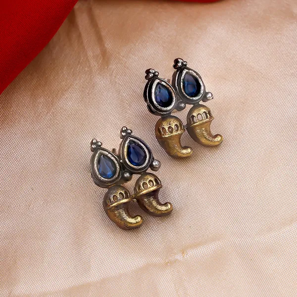 Pack_of_2_-_Dual_Tone_Earrings_with_Red_and_Blue_Gem_Accents