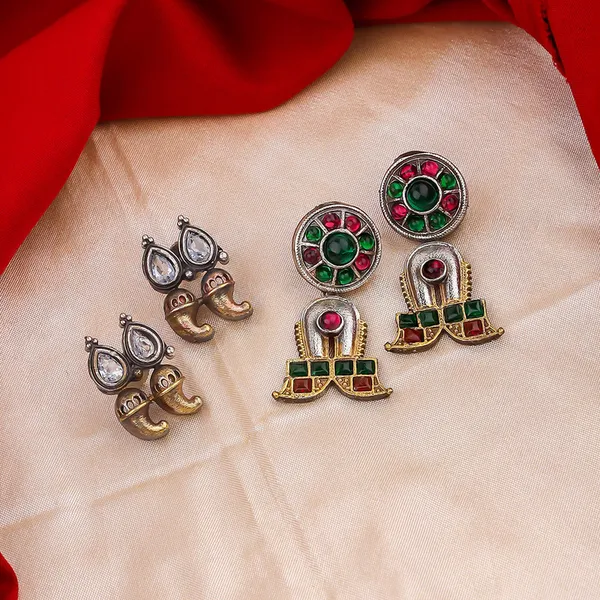 Pack_of_2_-_Dual_Tone_Earrings_with_Colorful_Gem_Accents