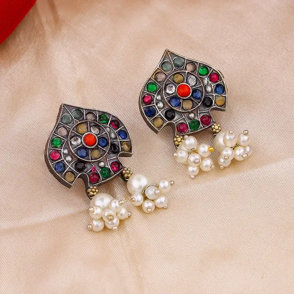 Pack_of_2_-_Dual_Tone_Earrings_with_Colorful_Gemstones_and_Pearls