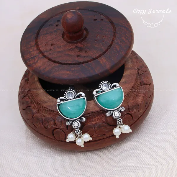 Oxidised_Silver_Necklace_Set_with_Mint_Stones_and_Pearl_Accents