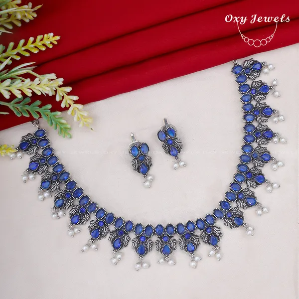 Elegant_Blue_Oxidised_Necklace_and_Earring_Set_with_Pearl_Accents