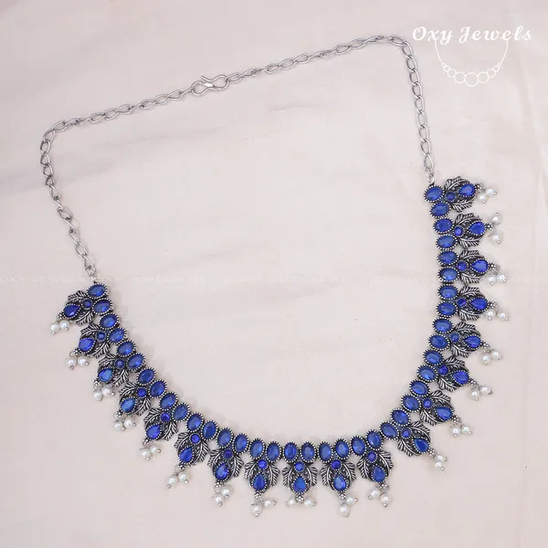 Elegant_Blue_Oxidised_Necklace_and_Earring_Set_with_Pearl_Accents