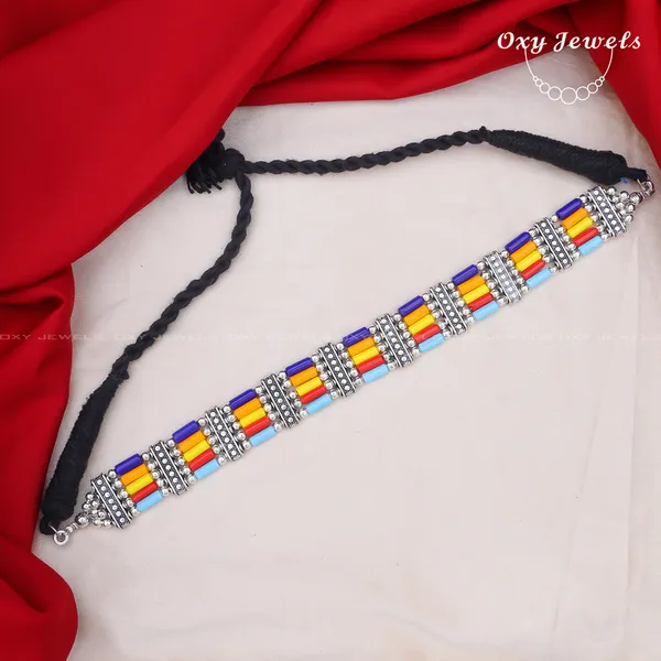 Multicolor_Oxidized_Silver_Choker_Necklace