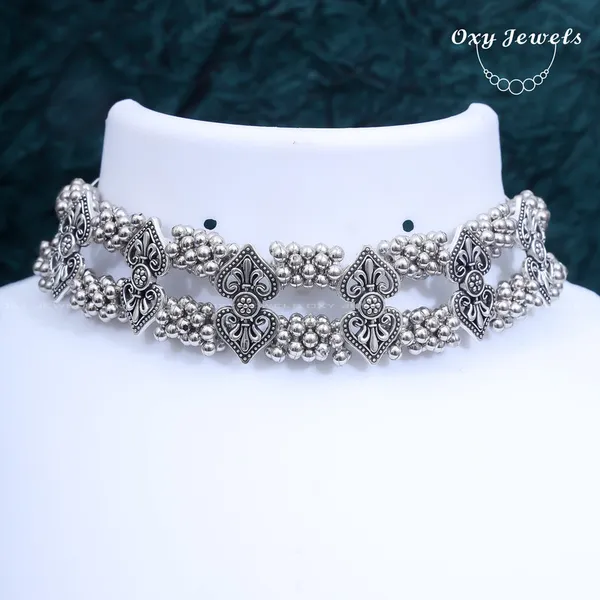 Antique_Silver_Oxidized_Floral_Choker_Necklace_–_Intricate_Black_Thread_Design
