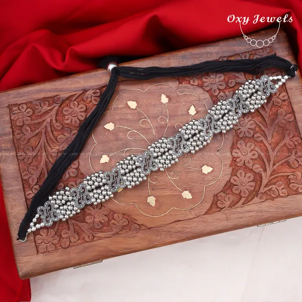 Antique_Silver_Oxidised_Choker_Necklace_with_Intricate_Bead_Detailing