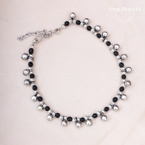 Silver_and_Black_Oxidised_Beaded_Anklets_Set