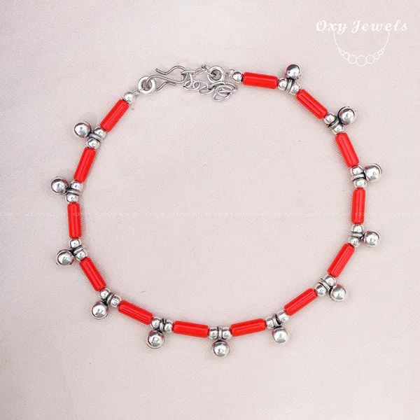 Red_Oxidised_Silver_Beaded_Anklet_Set