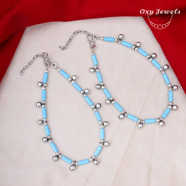 Elegant_Sky_Blue_Oxidised_Silver_Anklet_Set_with_Beaded_Charm