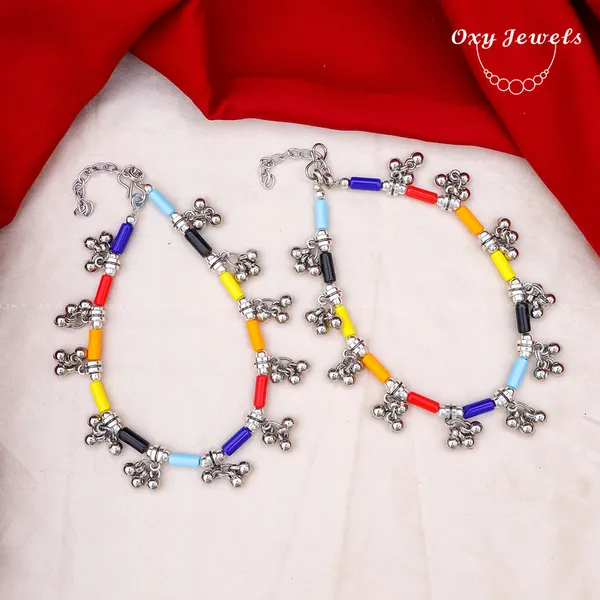 Multicolor_Beaded_Oxidised_Silver_Anklet_Set