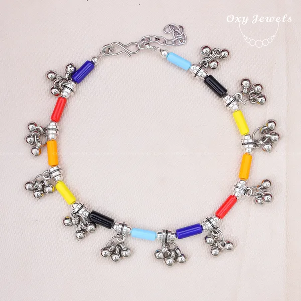 Multicolor_Beaded_Oxidised_Silver_Anklet_Set