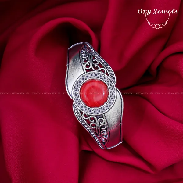 Antique_Silver_Oxidized_Bracelet_with_Red_Stone_Accent