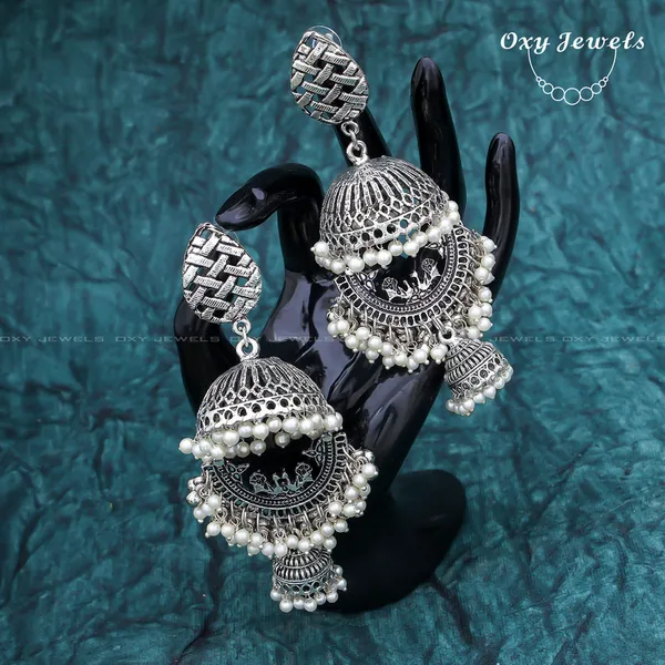 Antique_Silver_Oxidised_Jhumka_Earrings_with_Pearl_Accents
