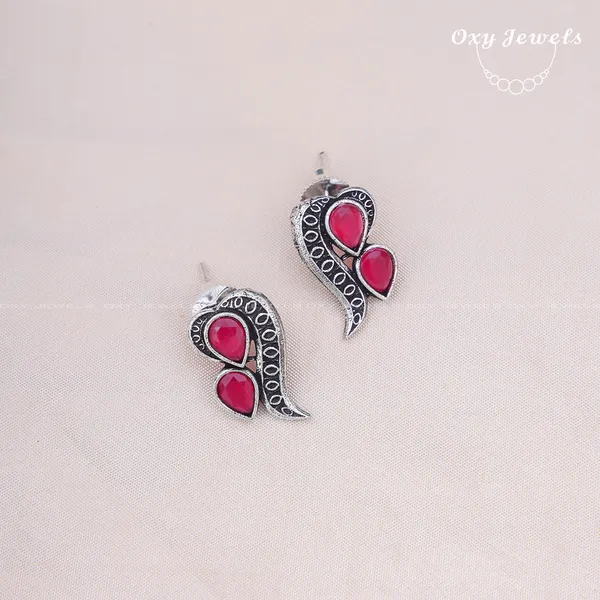Oxidised_Silver_Necklace_Set_with_Red_Accents