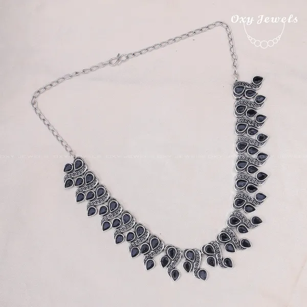 Oxidised_Silver_and_Black_Leaf_Design_Necklace_Set