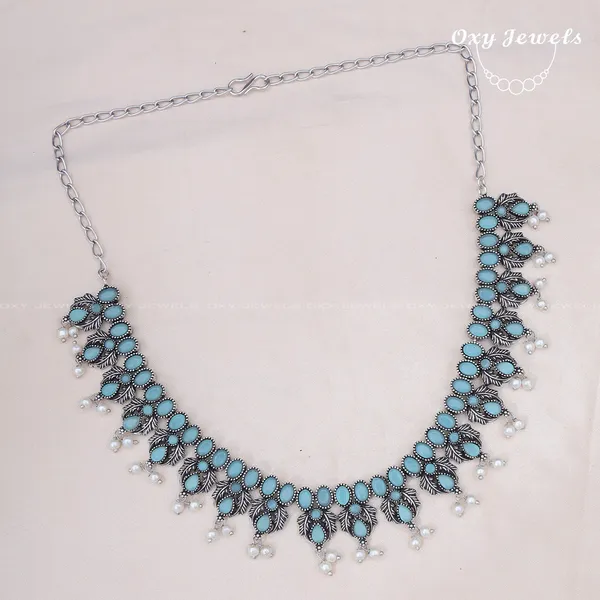 Turquoise_Blue_Oxidised_Silver_Necklace_and_Earrings_Set_with_Pearl_Accents