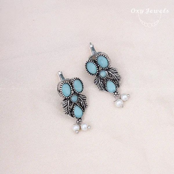 Turquoise_Blue_Oxidised_Silver_Necklace_and_Earrings_Set_with_Pearl_Accents