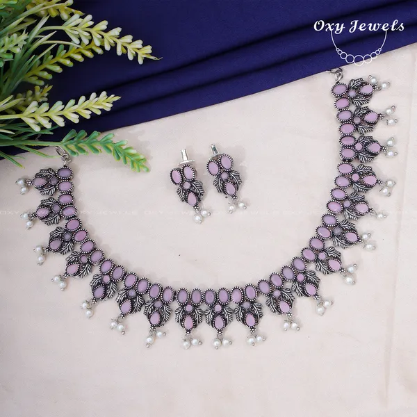 Elegant_Oxidised_Silver_Necklace_Set_with_Lavender_Accents_and_Pearls