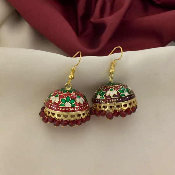 Handcrafted_Oxidised_Jhumka_Earrings_with_Red_and_Green_Stones