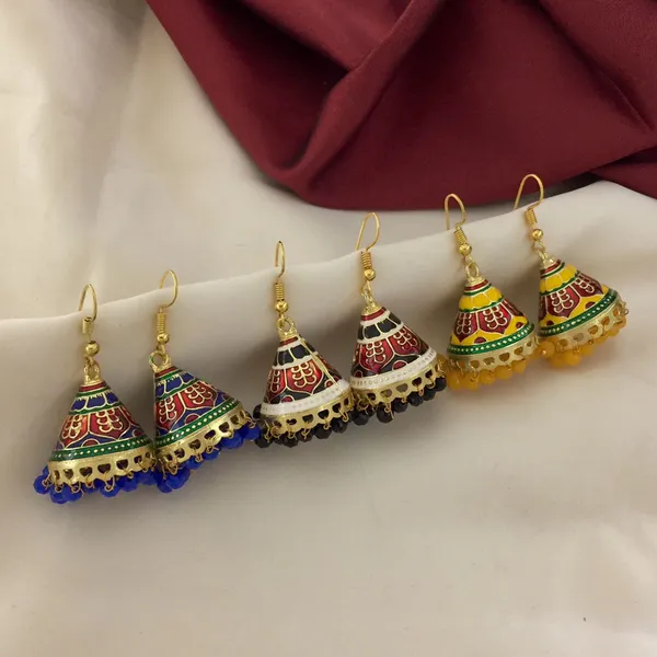 Combo_of_3_-_Handcrafted_Oxidised_Jhumka_Earrings_with_Multicolored_Stones_and_Intricate_Textures